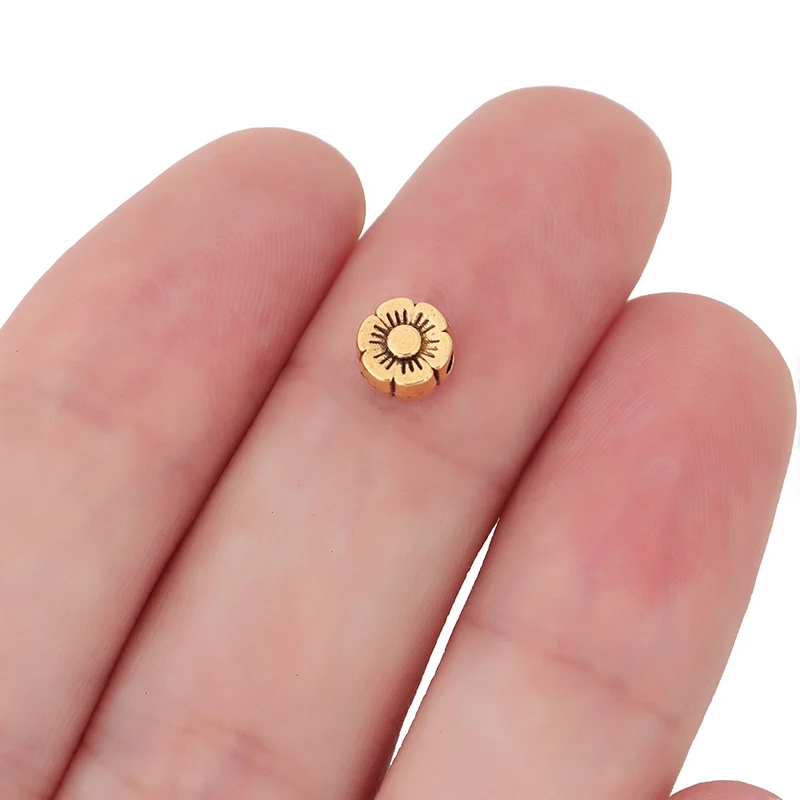 

20 x Antique Gold Color Flower Spacer Beads Charms For DIY Necklace Bracelet Jewelry Making Accessories 6mm