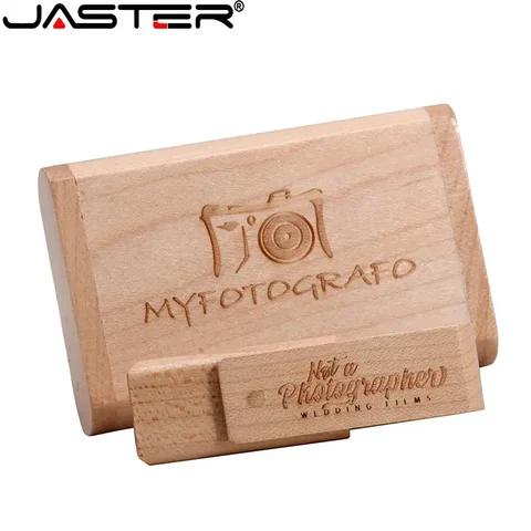 JASTER Вращающиеся деревянные флэш-накопители USB 2.0 128 ГБ Pen Drive 64 ГБ Бесплатная карта с логотипом 32 ГБ 16 ГБ подарок U-диск