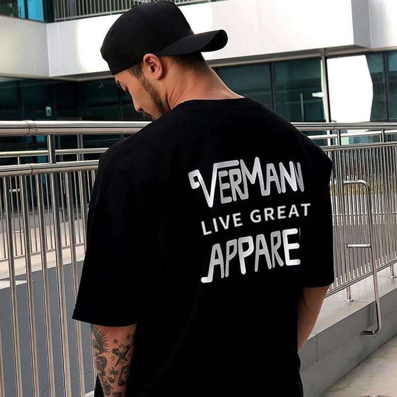 Купи Summer Oversized Men t-shirt Men Sports hip hop T-shirt Male Gyms Fitness Bodybuilding Workout casual Short Sleeves Tees Tops за 419 рублей в магазине AliExpress