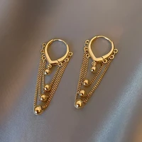 fashion jewelry chain dangle earrings popular style metal golden plated round bead drop earrings for women gifts dropshipping