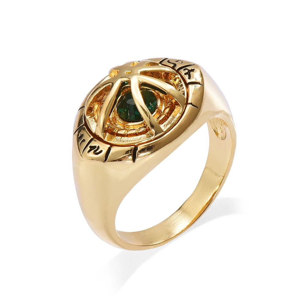

Movie Superhero Dr Green Gem Eye Ring Quality Gold Color Cosplay Jewelry Accessories Gift Rings for Women Girls Men Fans Gifts