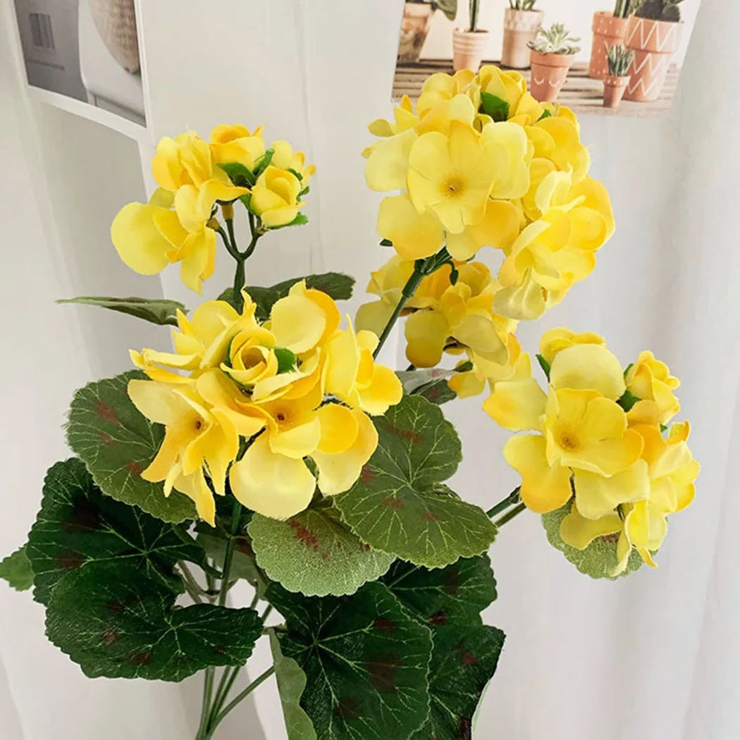 

Artificial Geranium Flowers Artificial Begonia Flowers Silk Fake Hydrangea Flower Home Office Wedding Decoration