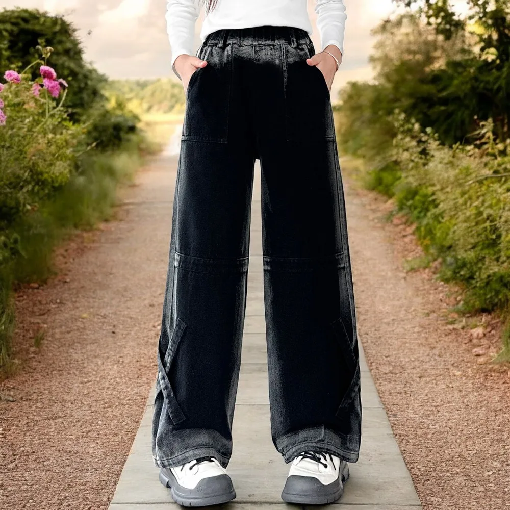 Детские мешковатые джинсы для девочек брюки-карго детские брюки с широкими