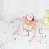 50pcs wedding gift box pink transparent frosted plastic boxes baby shower packaging candy bags party supplies wholesale