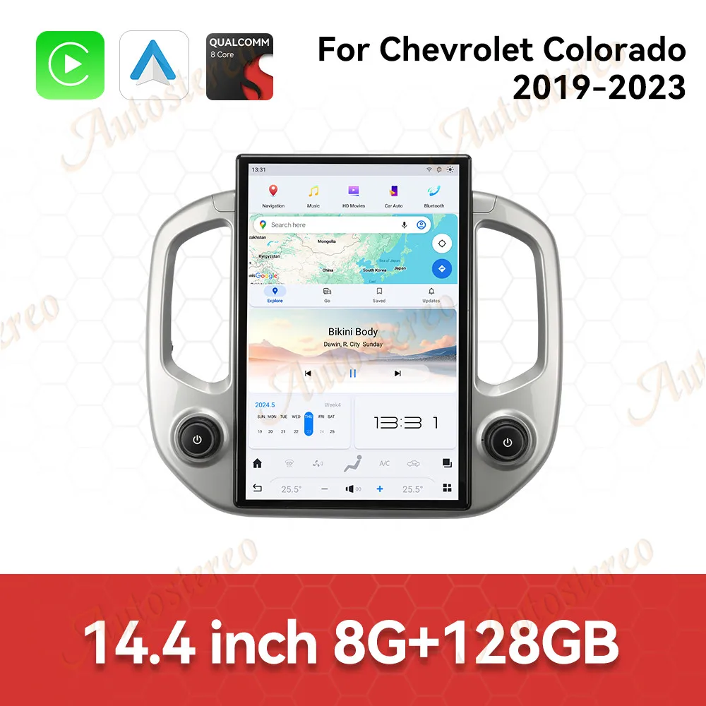 

14,4 Carplay Android13 Автомобильный GPS-навигатор для Chevrolet Colorado GMC Canyon 2019-2023 Tesla Экран Головное устройство Мультимедиа Автомобильное радио