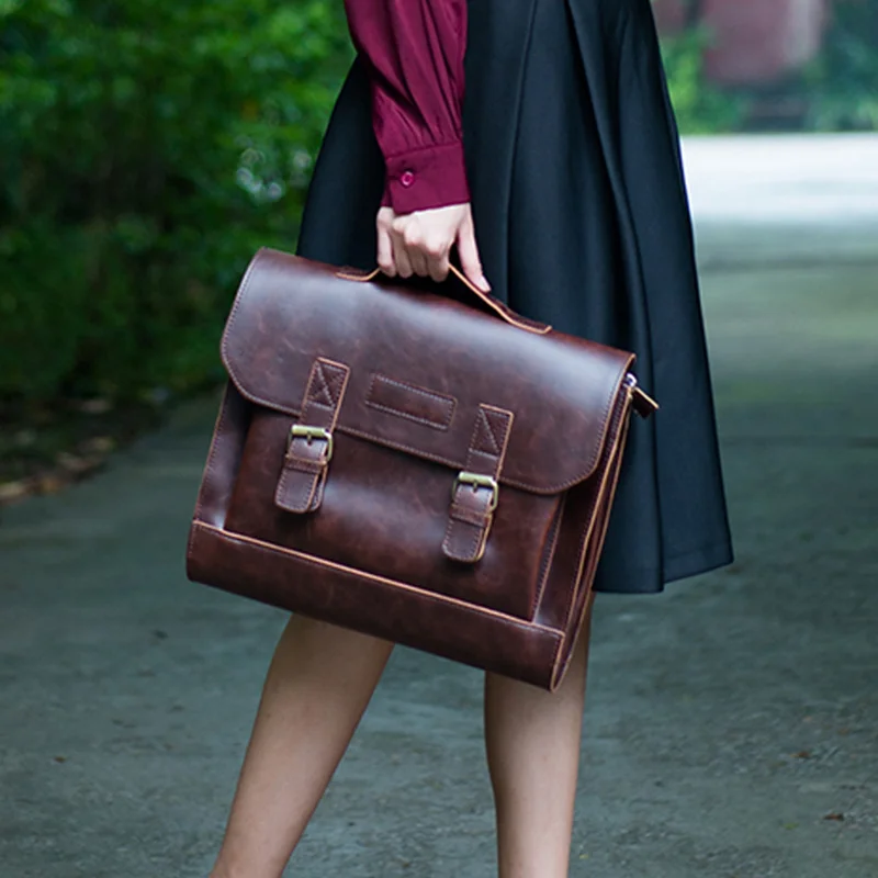 

Business British Women Briefcase College Messenger Bag 14 Inch Laptop Document Bag Female Leather Computer Portable Bags