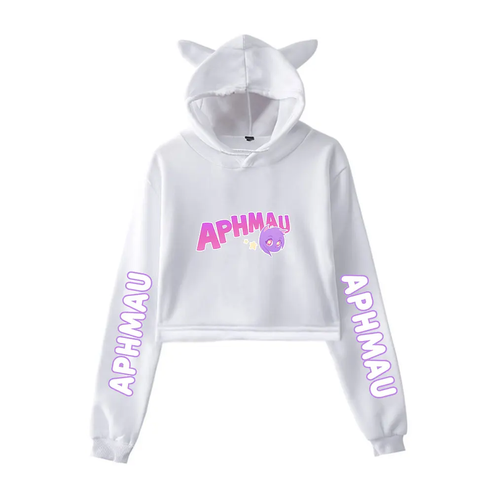 

Hoodi Women Aphmau Logo Merch Print Cat Cropped Hoodies Women Girl Long Sleeve Hooded Pullover Crop Tops Loose Clothes