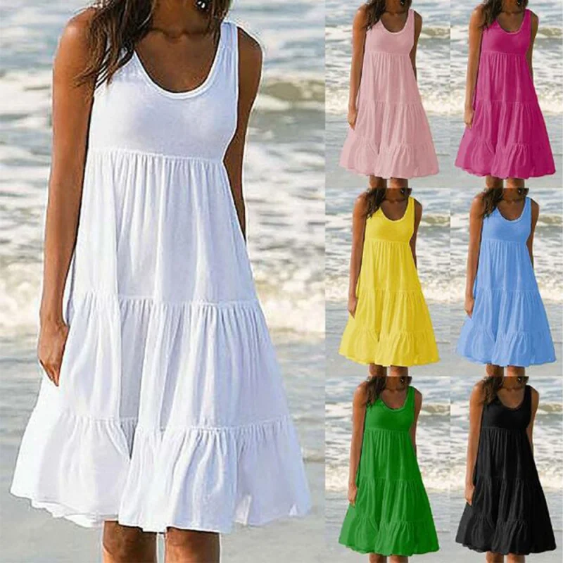 

Летнее повседневное милое белое платье на бретелях-спагетти, новинка 2022, женское платье с V-образным вырезом длиной до колен, свободные плат...