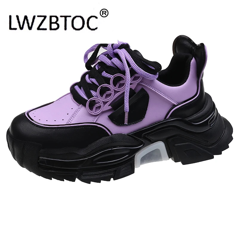 

Модные женские кроссовки lwzb0 на высокой подошве, повседневная женская спортивная обувь зеленого, фиолетового, белого цветов