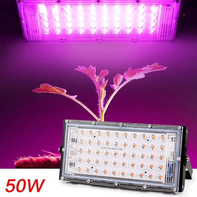 

LED Grow Light Phyto Lamp AC 220V 50W LED Full Spectrum Floodlight Indoor Outdoor Greenhouse Plant Hydroponic Plant Spotlight