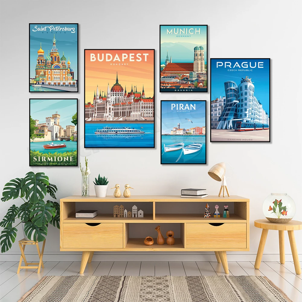 Печать на холсте ReachMani &quotHelsinki Finland Saint Petersburg Piran Slovenia Adriatic Sea Croatia Malta Valletta Sirmione Lake