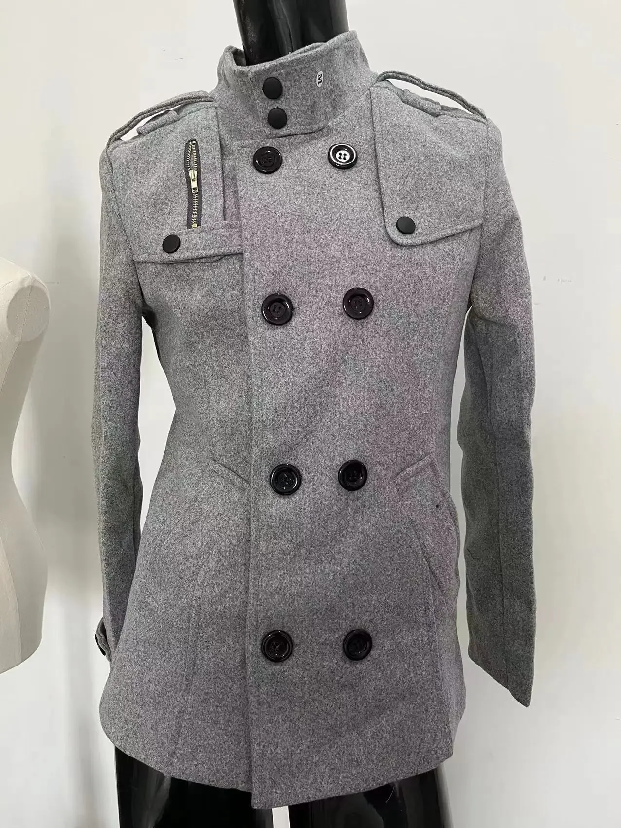 Мужской двубортный Тренч с длинным рукавом однотонный Повседневный длинный