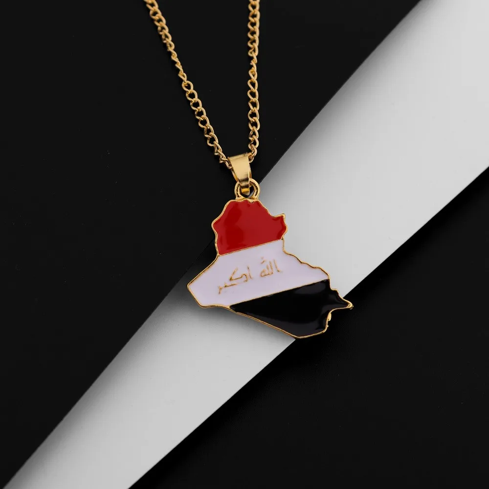 Модное ожерелье с подвеской в виде карты Ирака для мужчин и женщин изящные