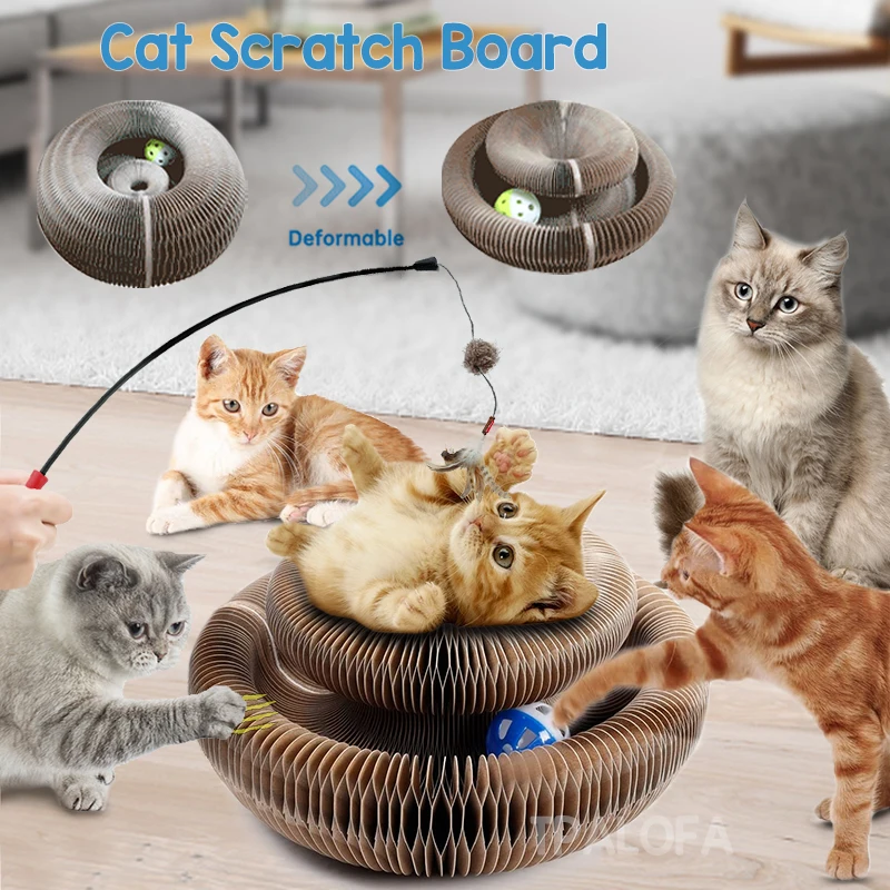 

K40 Cat Scratch Board Magic Organ Cat Scratching Board Cat Toys With Catnip Ball Durable Cats Grinding Claw Post Cat Accessories