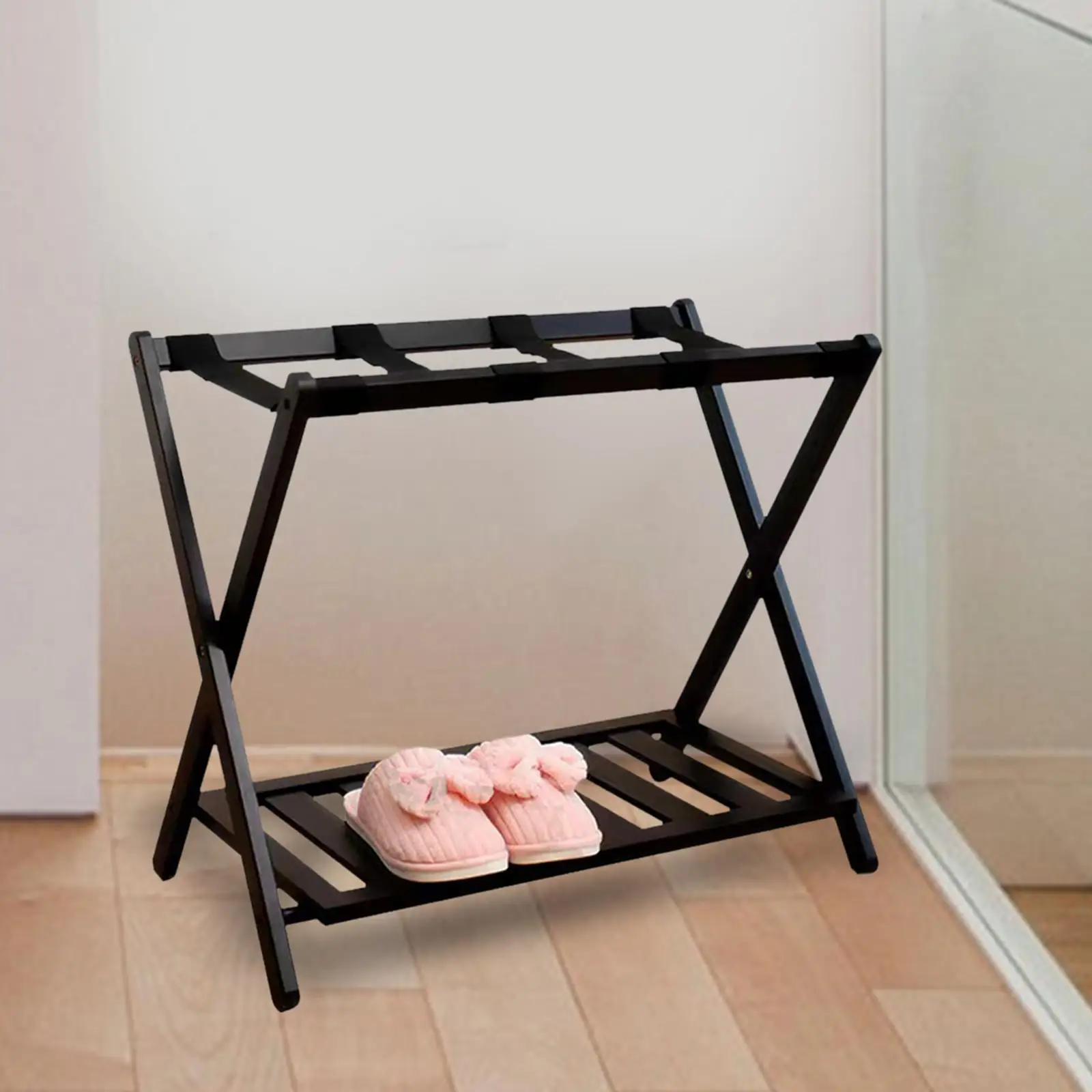 Folding Luggage Rack Casual with Shelf Folding Hotel Luggage Rack for Bedroom Guest Room