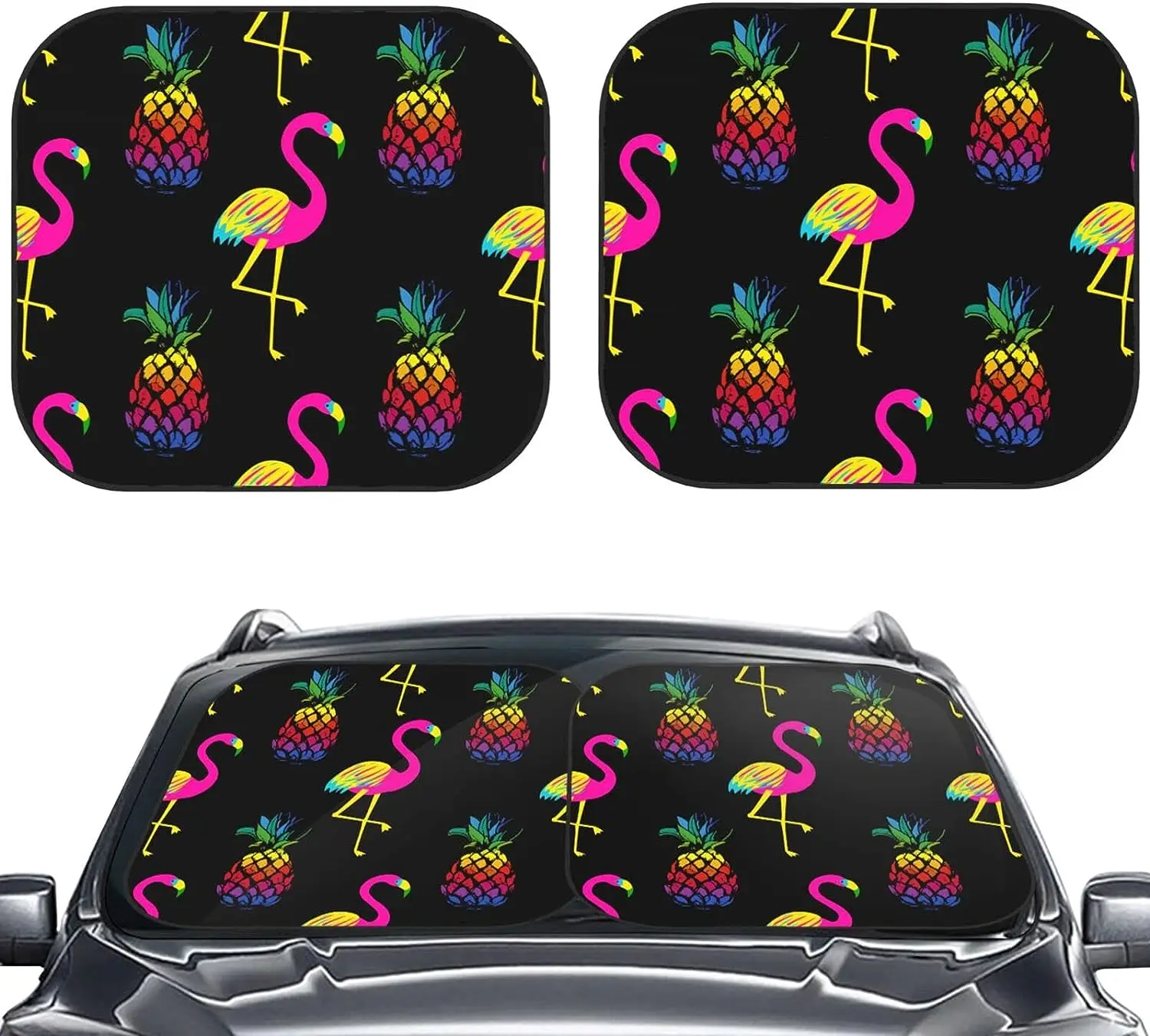 

2 шт., автомобильные солнцезащитные козырьки с принтом фламинго и ананасов
