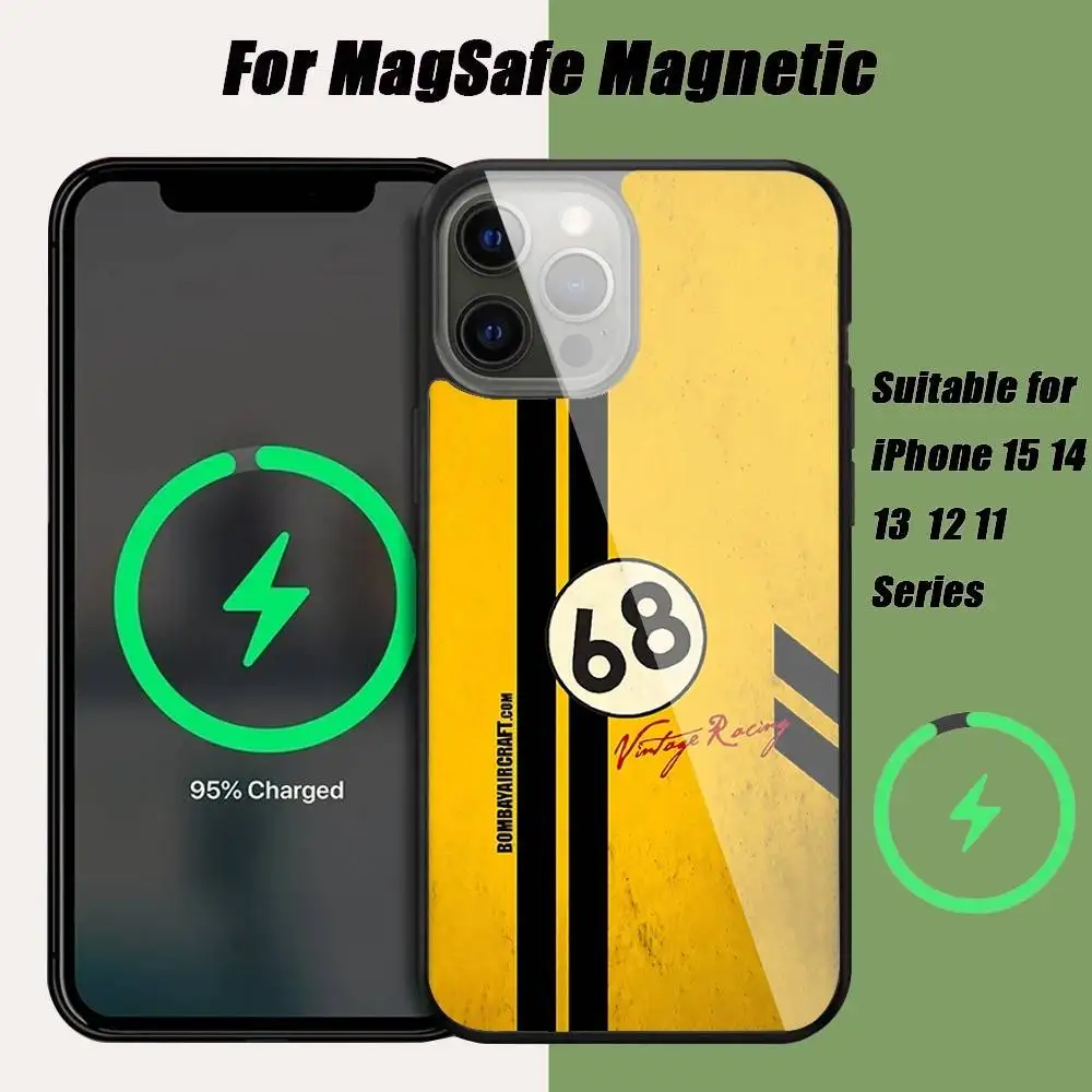 Фото Cool-68-V-vintage-R-racingS Armadura De For Magsafe Funda De Carga Inalámbrica Magnética Para For IPhone 11 12 13 14 15 16 17 P №3