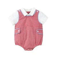 newborn infant baby girl plaid romper short sleeve jumpsuit one piece outfits baby girl summer clothes