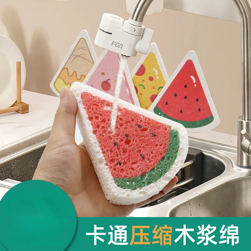 

Cartoon Print Compression Sponge Dish Scrubbing Kitchen Cleaning Dish Washing Sponge Scrubbing Bowl Cotton Sea Block