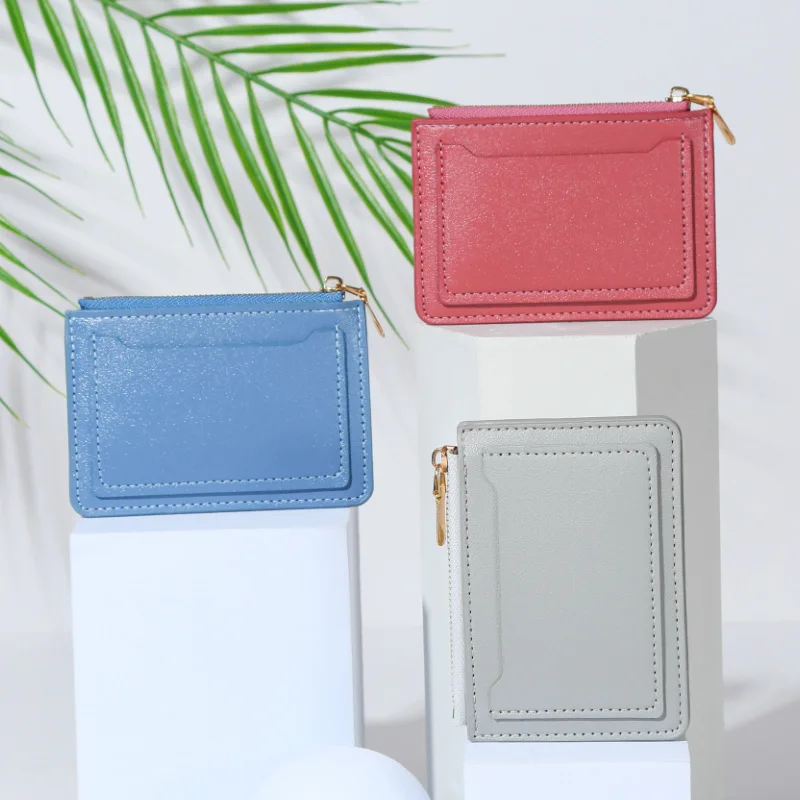 1PC Ultra-Thin Women Men Credit ID Card Holder PU Leather Zipper Fashion Small Wallet Money Bag Case Coin Purse Clip Organizer - купить по