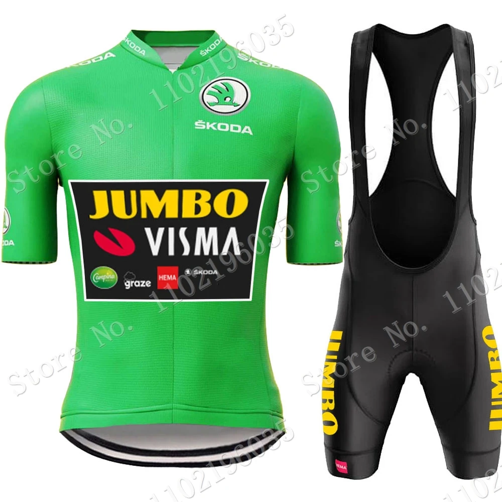 

Зеленая коллекция 2022 года, Джерси Jumbo Visma для велоспорта, командный комплект TDF, мужская желтая одежда, рубашка для дорожного велосипеда, кост...