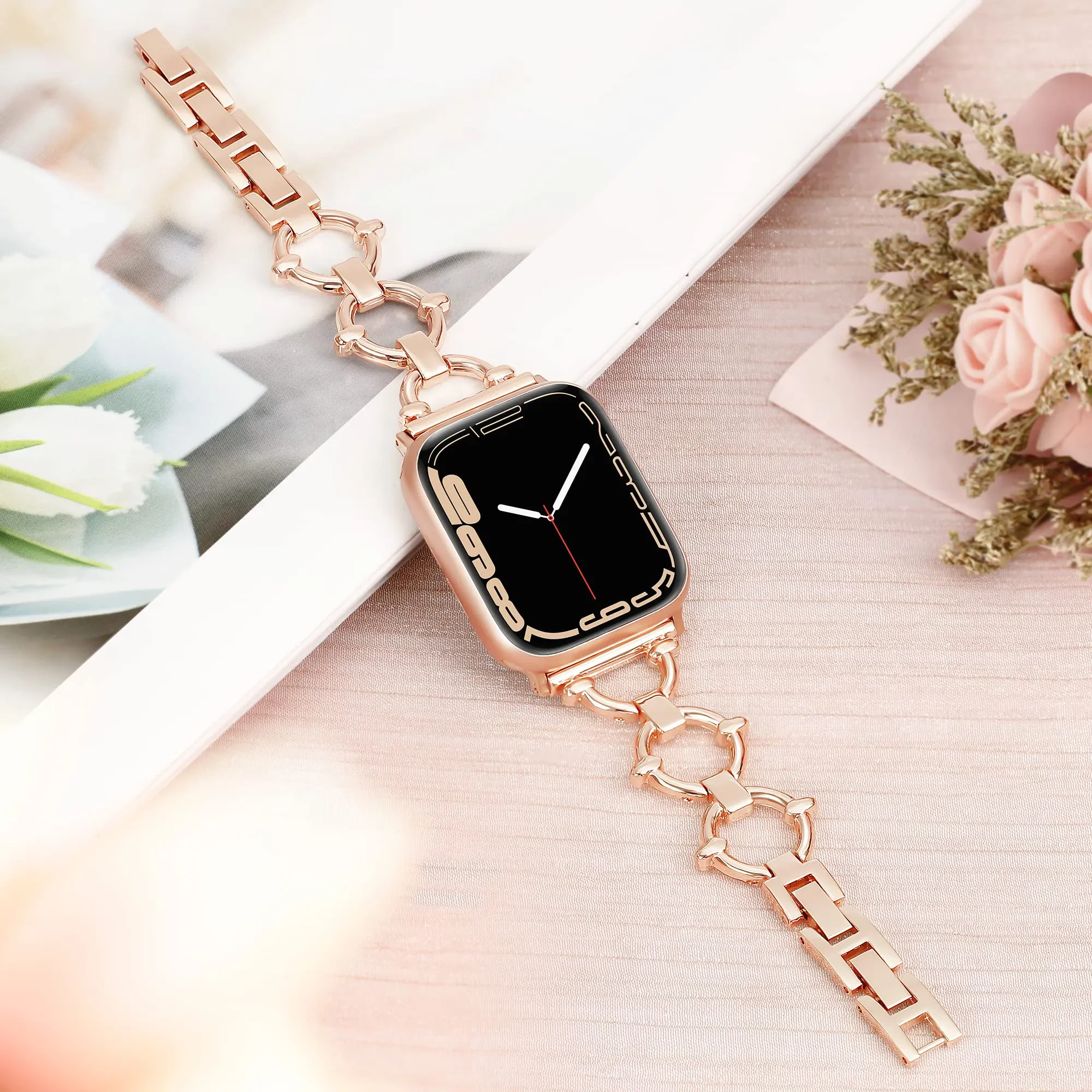 Women Strap For Apple Watch Band 8 7 6 5 se 4 Luxury Stainless Steel Bracelet iWatch series Ultra 49mm 45mm 42mm 44mm 41mm Belt