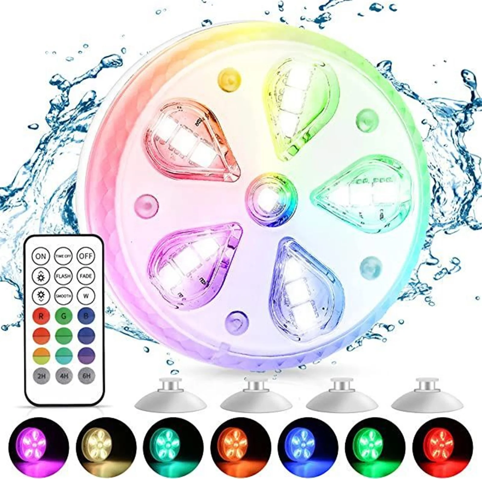 

Remote Control RGB Submersible Light 16 Led Battery Operated Underwater Night Lamp Outdoor Pool Garden Party Decoration