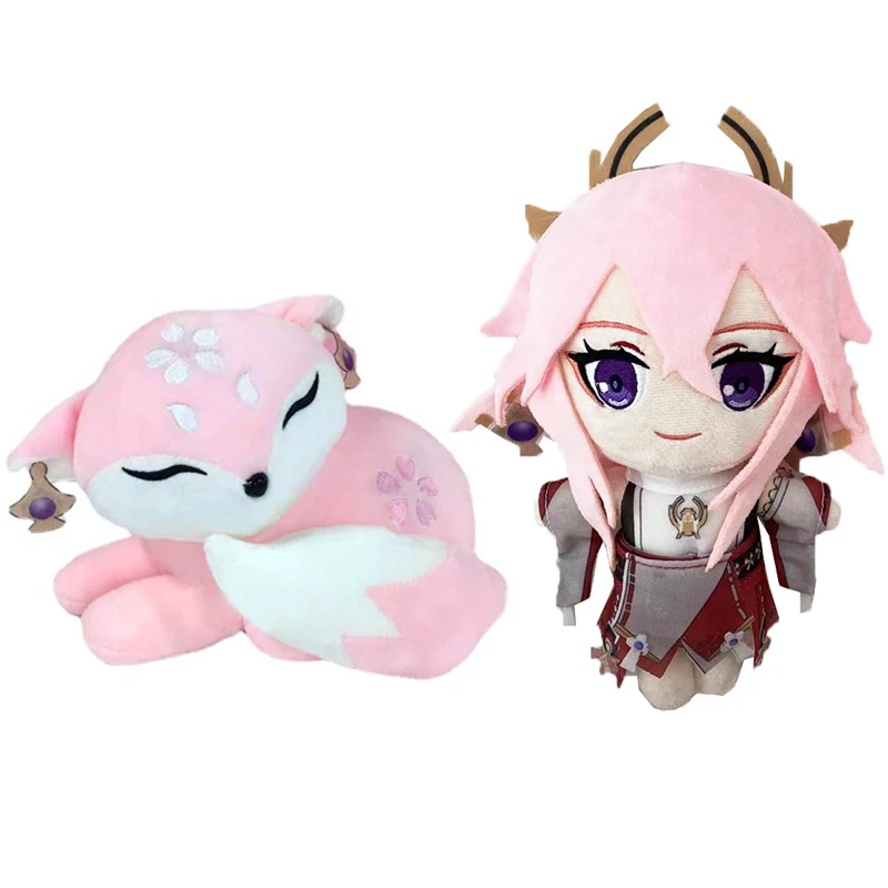 

1/2pcs Genshin Impact Yae Miko Pink Fox Plush Toy Stuffed Doll Plushie Figurine Game Animal Throw Pillow Kids Fans Xmas Gifts
