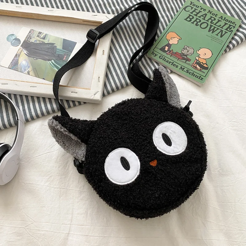 

Fashion Princess Children's Mini Handbags Baby Girls Plush Small Shoulder messenger bag Cute Black Cat Kids Coin Purse Wallet