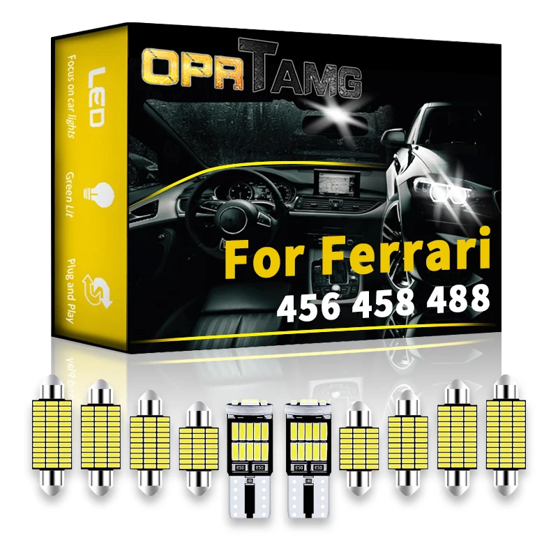 

OPRTAMG Interior LED For Ferrari 456 458 488 2004 2005 2006 2007 2008-2022 Canbus Vehicle Bulb Indoor Dome Map Trunk Light Kit