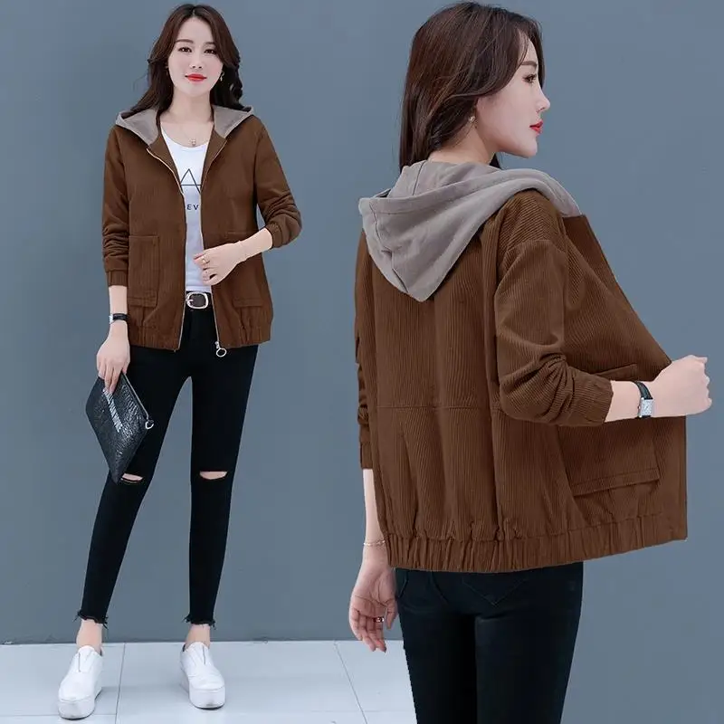 Модная Вельветовая Женская Осенняя новая Корейская простая однотонная куртка