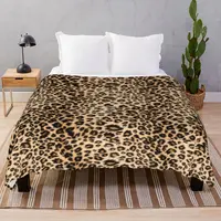 Leopard Faux Fur Blankets Fleece Summer Multi-function Throw Blanket for Bed Home Couch Camp Cinema