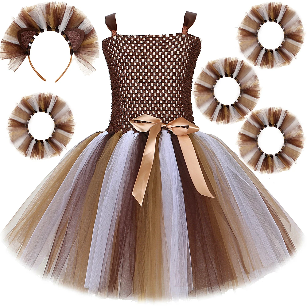 Платья джунглей Anmals для девочек рождественские костюмы на Хэллоуин с манжетами