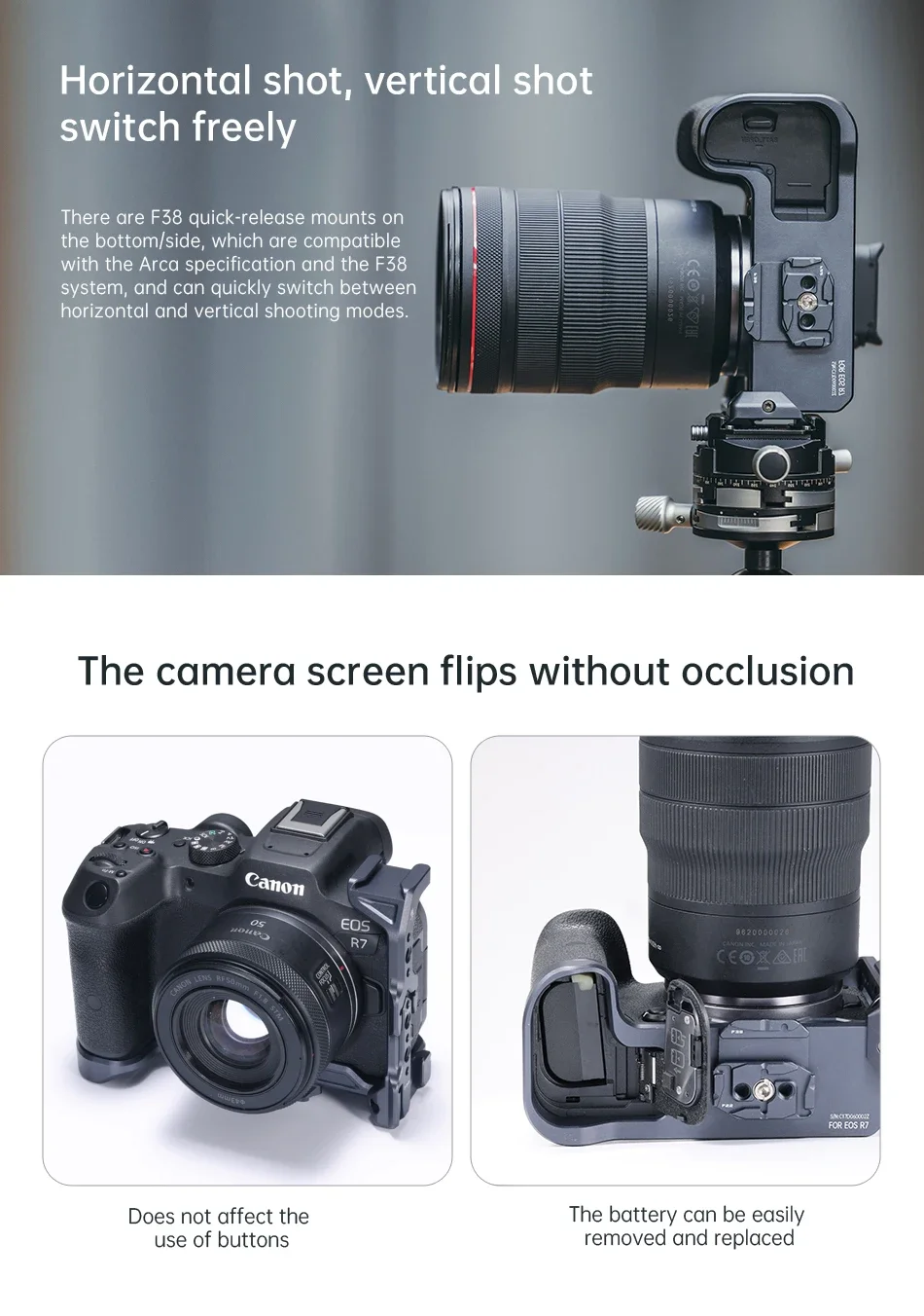 FALCAM F22 DSLR-камера клетка для камеры Canon EOS R7 полная быстросъемная пластина