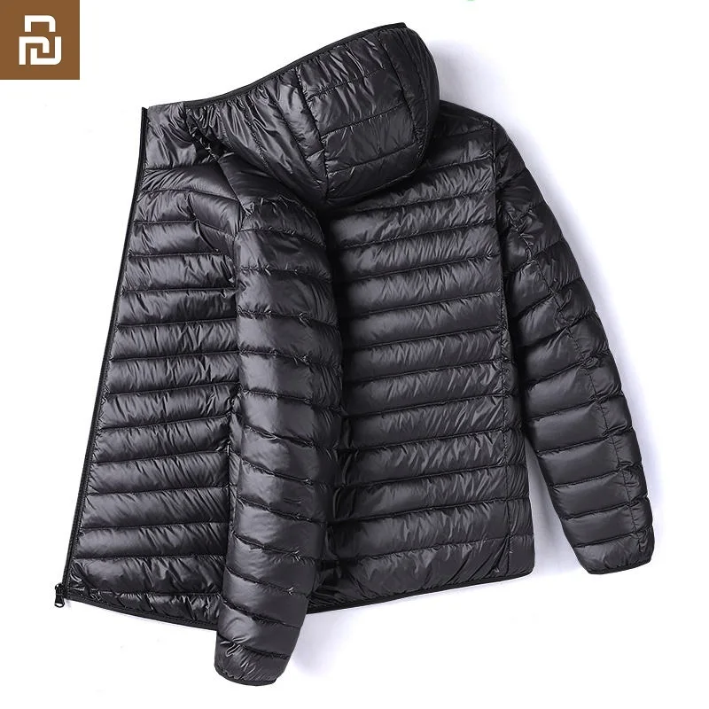 

For Xiaomi Youpin Men's Winter Ultra Light and Thin Down Jacket Hooded Plus Fat Plus Size Lightweight White Duck Down Coat