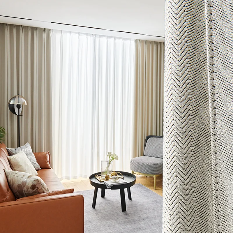 

2022 New Shading Simple European Modern Nordic Simple Wave Pattern Curtains for Living Dining Room Bedroom