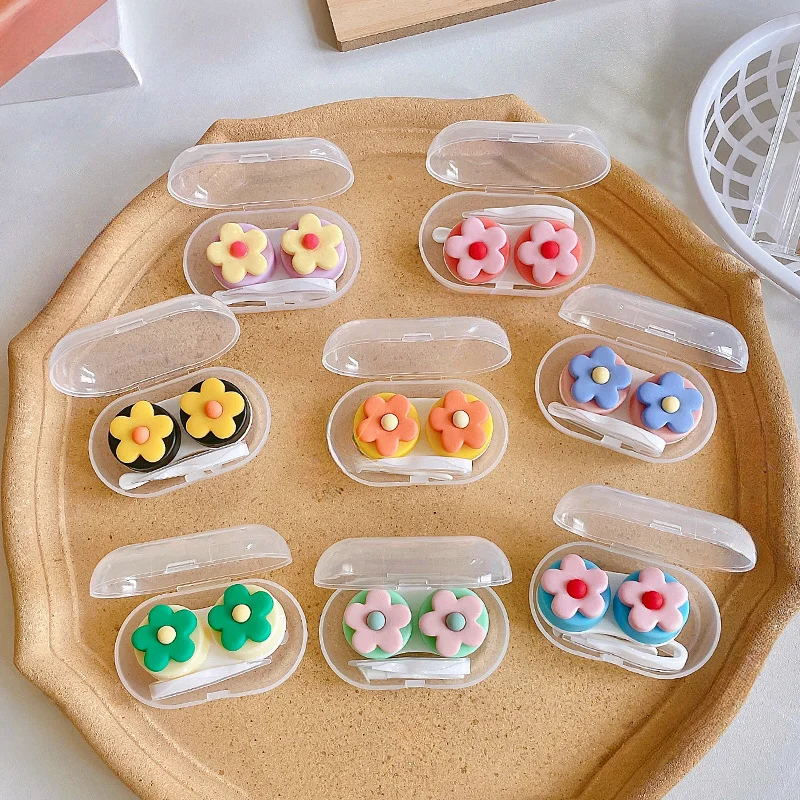 

Contact Lense Case Kit with Tweezer Contact Applicator Lens Holder Flower Decoration Container Lense Case Box Storage Organizer