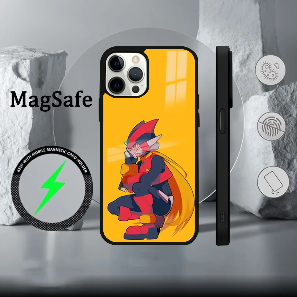 Чехол для телефона Manga Games Megaman X iPhone 16 15 14 13 12 11 Pro Max Plus Mini Magsafe Mirror беспроводной