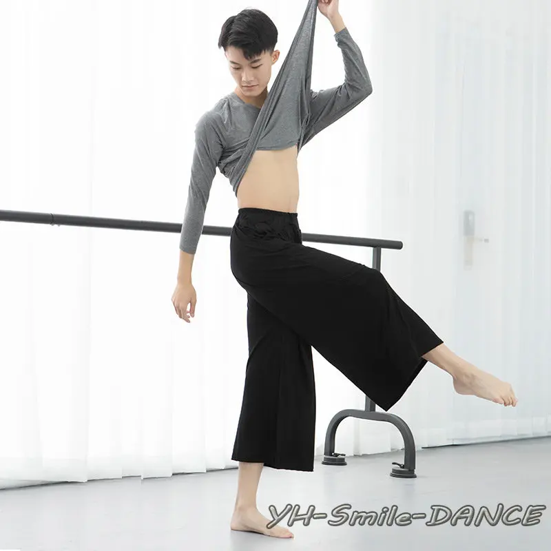 

Dance Wear Men Latin Male Wide-legged Pants Tall Waist Art Form Acrobatics Pants Salsa Rumba Modern Ballroom Dance Stage Show