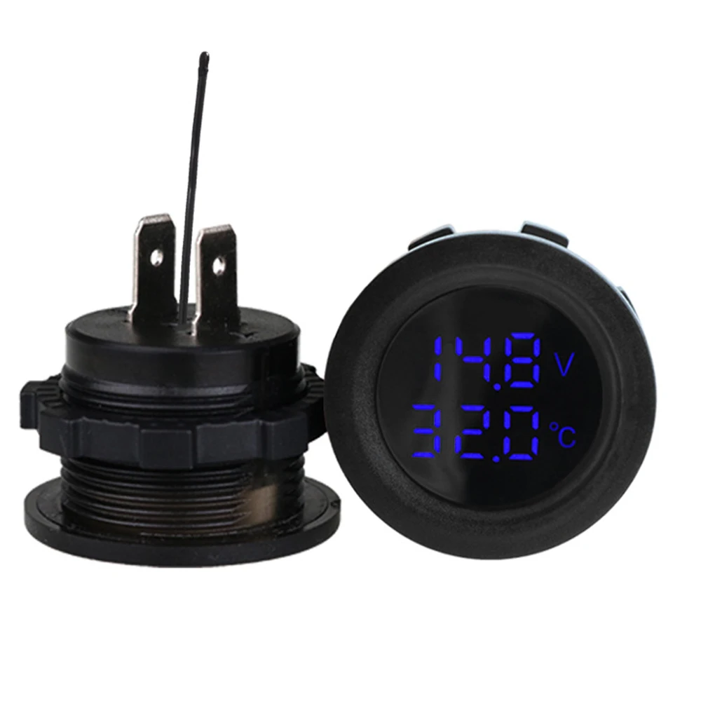 

Kebidumei автомобильный круглый вольтметр температуры 12-24 В автоматический измеритель напряжения дисплей цифровые измерения автомобиль мотоцикл лодка термометр