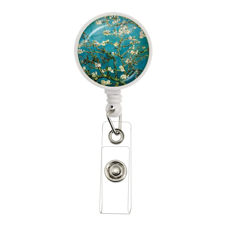 

Выдвижная катушка для бейджа, доктор, медсестра, зажим для рабочей карты, Ван Гог, удостоверение личности, визитная карточка, держатель для бейджа для сотрудников