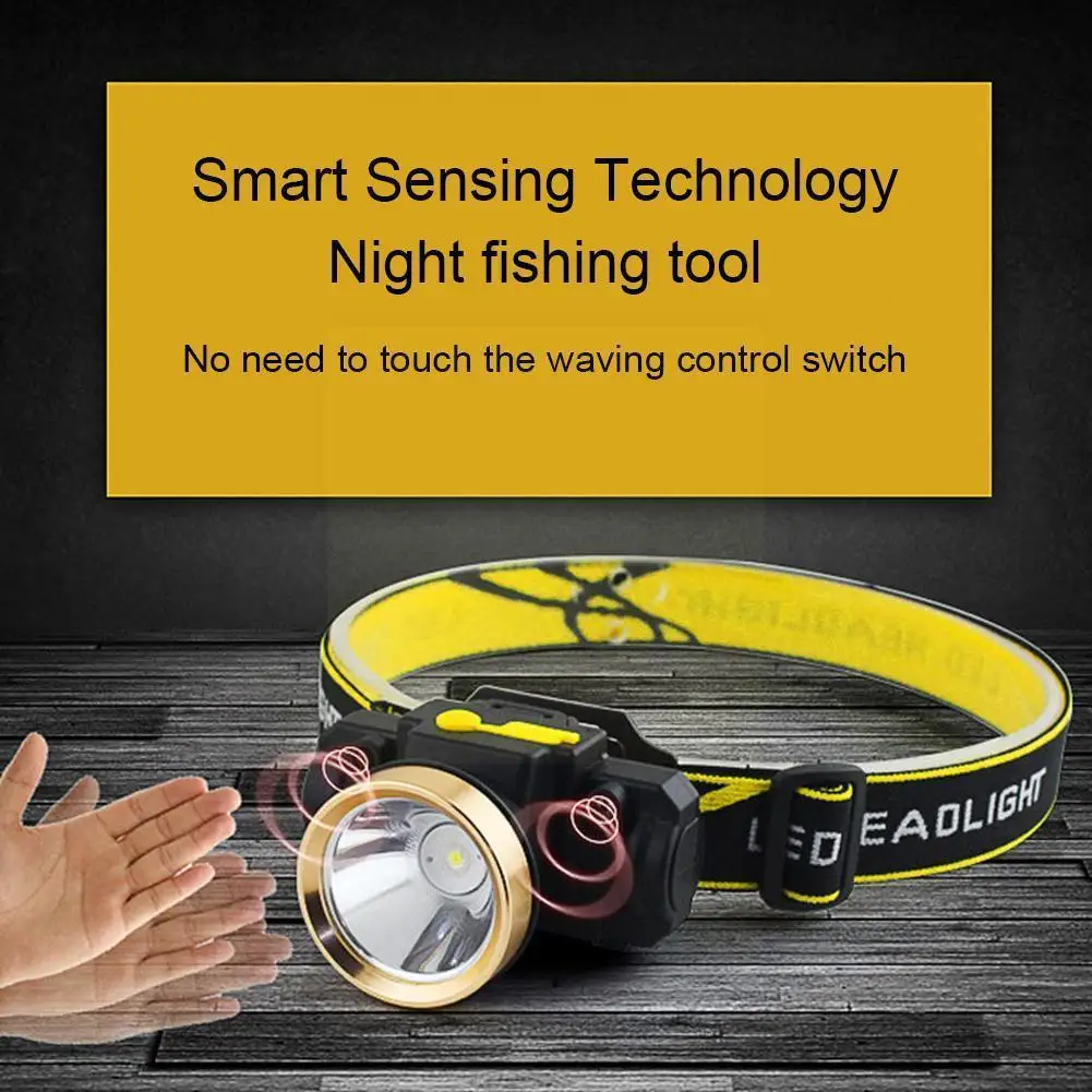 

Outdoor V16 Wireless Induction Strong Light Headlight Light Switch LED Charging Night Camping Wave Fishing USB S0F2