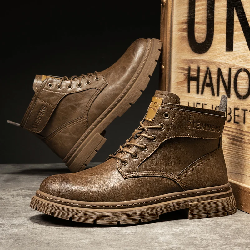 Мужские кожаные водонепроницаемые ботильоны на шнуровке Chukka классические