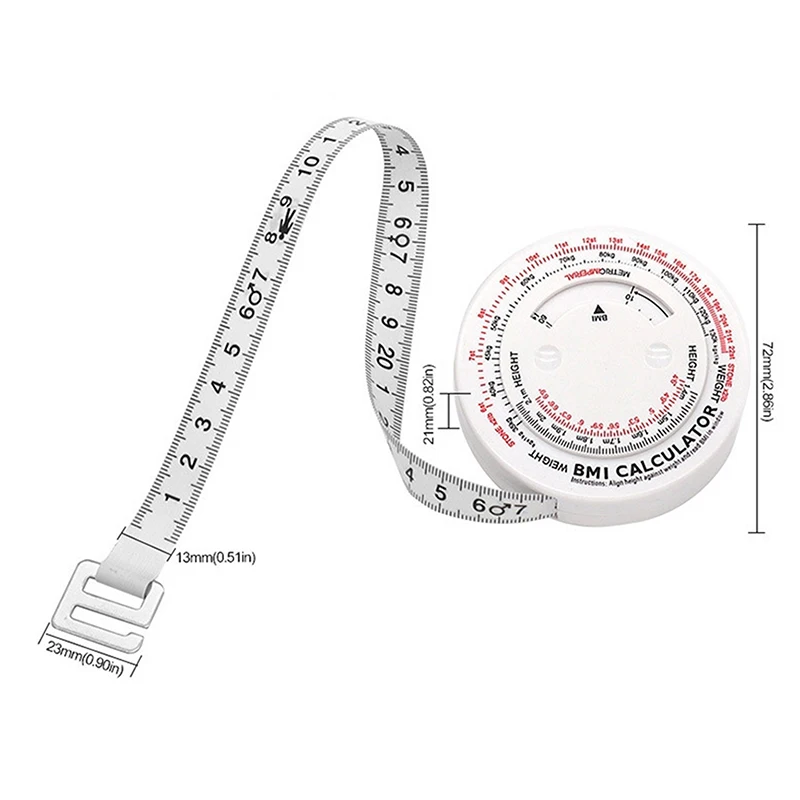 150cm Tape Measure Body Sewing Flexible Ruler BMI Mass Index Retractable Calculator Diet Measures Measuring Tools