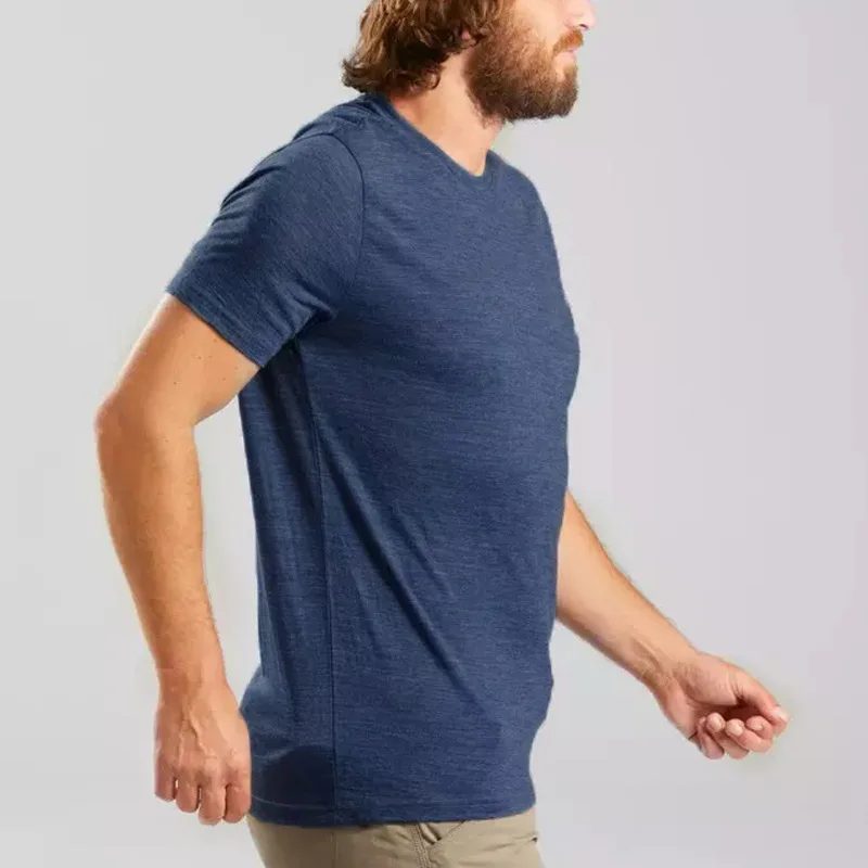 

Merino Wool Short Sleeve T-shirt for Men Quick Drying Washable Male Tshirt Clothes Outdoor Sports O-Neck Sweat Wicking Tees Tops