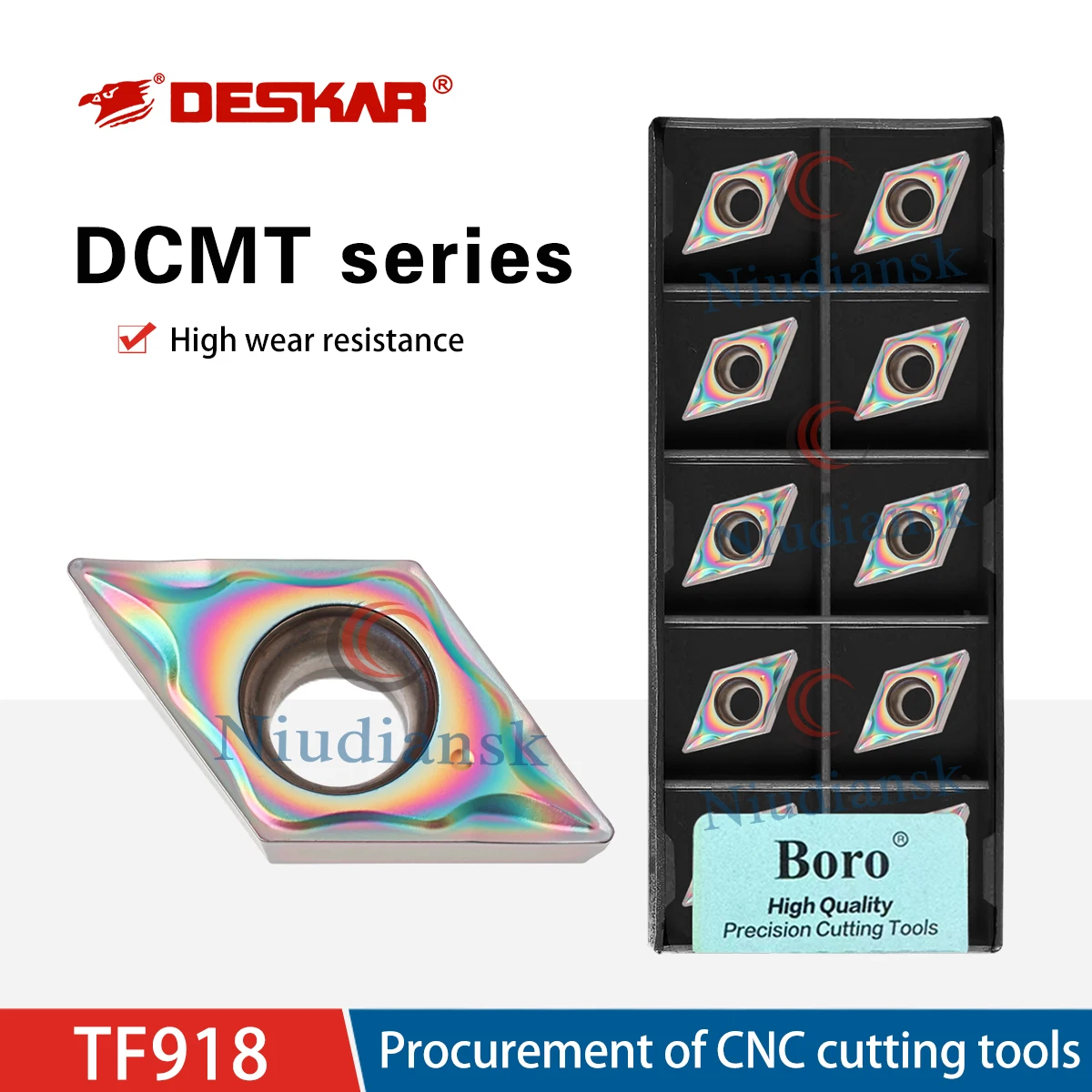 DCMT070204/08-LM TF918 DCMT11T304/08-LM TF918 Токарный станок с ЧПУ Внутреннее отверстие Семь цветов Режущие токарные инструменты Обработка закаленной стали