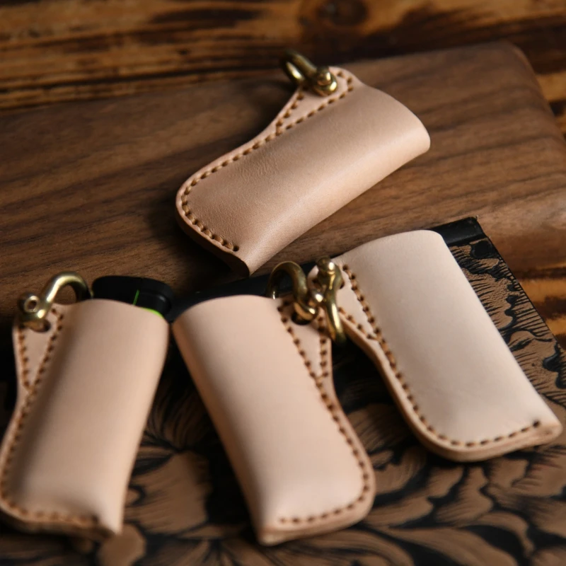 Ручная работа кожаная зажигалка Премиум полностью зернистая шкура ручная с