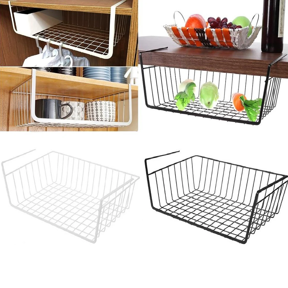 

Cupboard Hanging Under Shelf Storage Iron Mesh Basket Cabinet Door Organizer Rack Closet Holders Storage Basket Rack Organizer