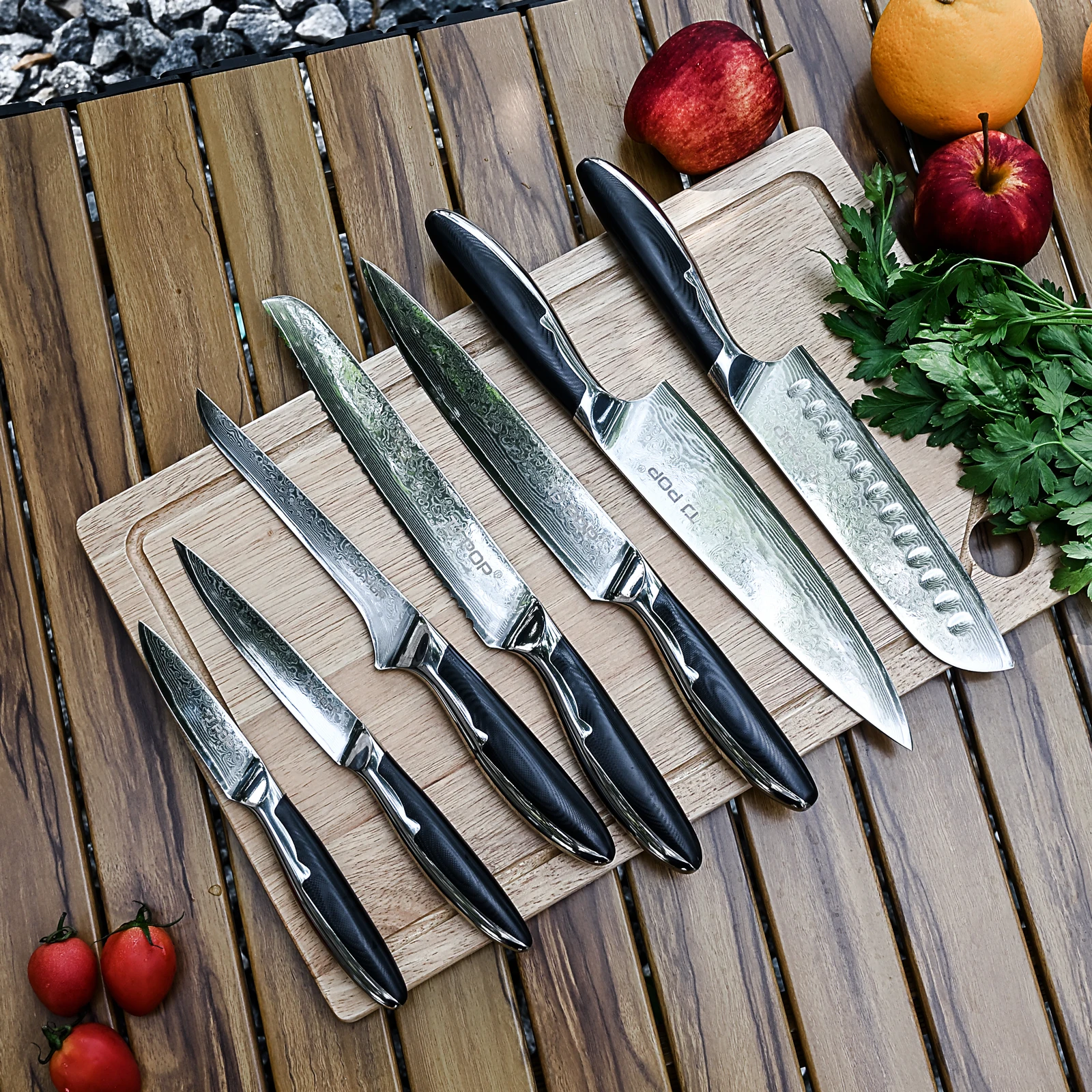 

TJ POP Japanese VG10 Damascus Steel Kitchen Knives Sets 1-7 Pcs High Quality G10 Handle Sharp Santoku Slicing Boning Chef Knife