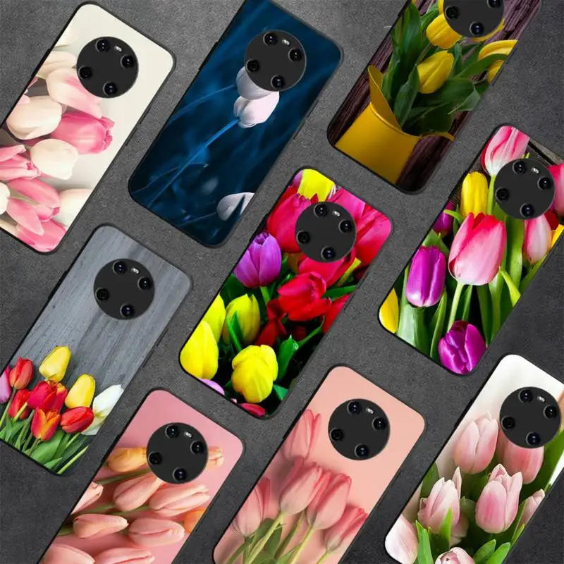 

FHNBLJ Tulip Flower Phone Case for Redmi 8 9 9A for Samsung J5 J6 Note9 for Huawei NOVA3E Mate20lite cover